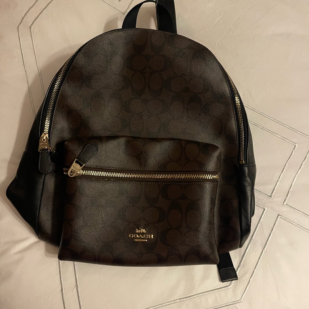 Coach Signature Brown and Black Backpack